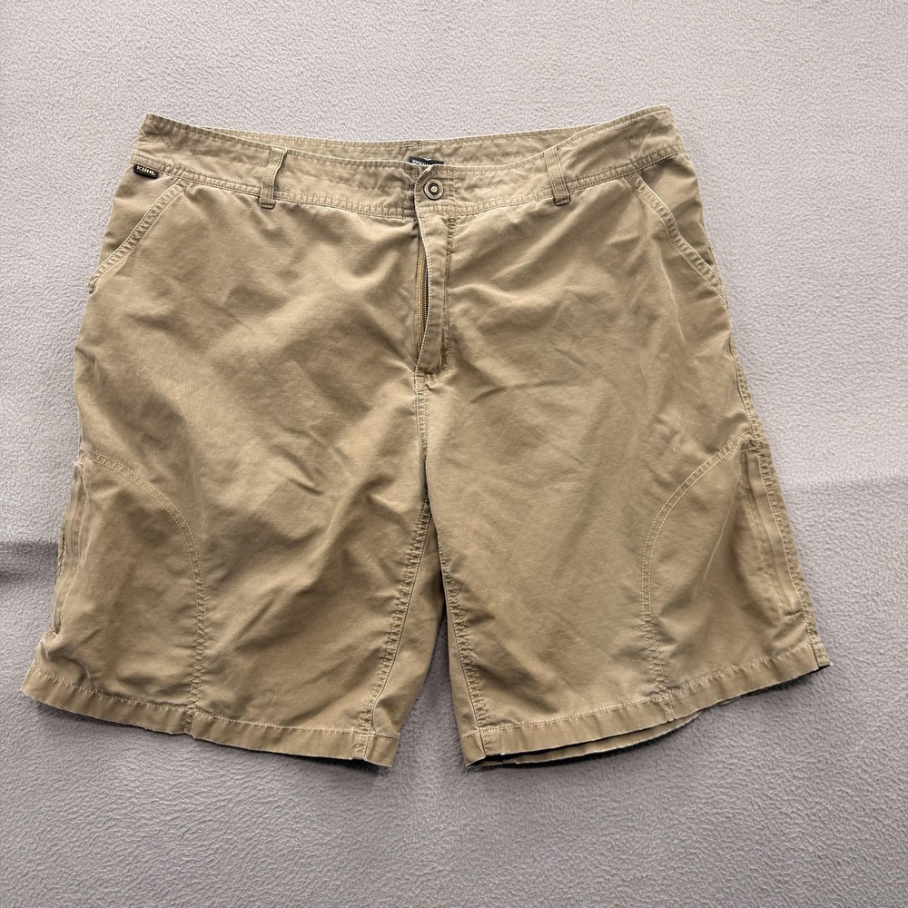 Kuhl Shorts Mens 40 Beige Cargo Canvas Nylon 10 Inseam Outdoor Hiking Summer